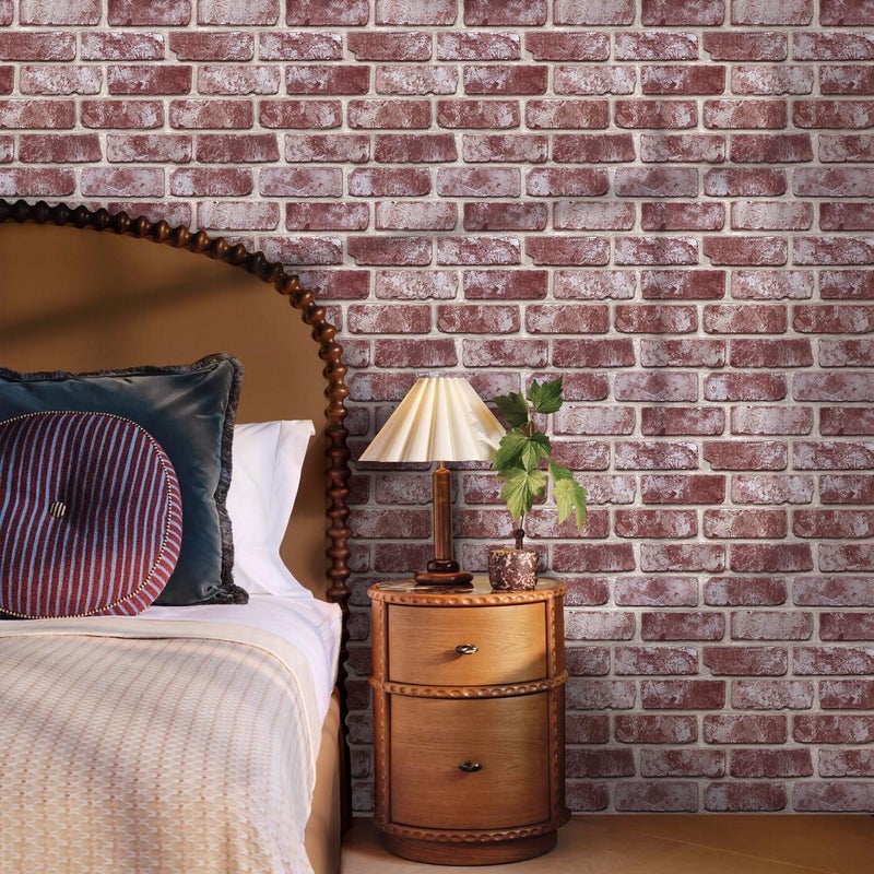 Commomy 3D Peel and Stick Brick Backsplash - 10 pcs 11.8"x11.8" Small Size PVC Printable Retro Faux Brick Wall Panels Brick Wallpaper Wall Tile for Kitchen,Bedroom,Bathroom,Living Room,Fireplace - Image 3